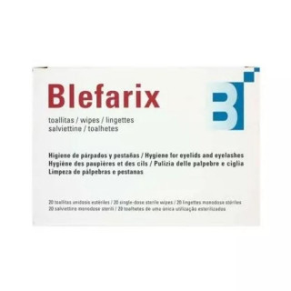 Blefarix 20 Toallitas Unidosis Estériles Higiene Pestañas y Párpado.