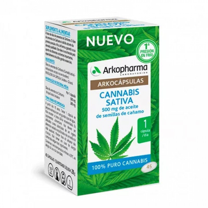 Arkocapsulas Cannabis Sativa 45 Cápsulas - Parafarmacia Cartagena 24h
