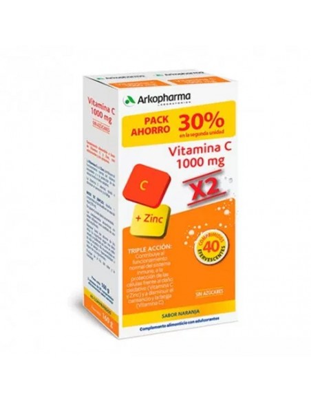 ARKOVITAL VITAMINA C 1000 MG Y ZINC FORMATO AHORRO 40 COMPRIMIDOS EFERVESCENTES PACK AHORRO 30% EN L
