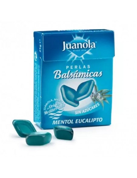 JUANOLA PERLAS MENTOL EUCALIPTO BALSAMICAS 25 GRAMOS SIN AZUCARES