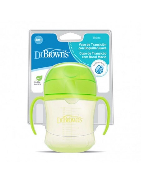 DR BROWN`S TAZA EDUCATIVA 180ML 6 MESES + COLORES SURTIDOS,PICO SUAVE A PRUEBA DE DERRAMES