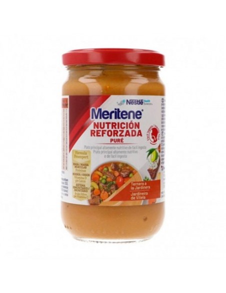 MERITENE NUTRICION REFORZADA PURE 300G TERNERA A LA JARDINERA, ALTO VALOR NUTRICIONAL PARA ADULTOS