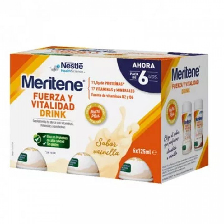 Meritene Fuerza y Vitalidad Vainilla 6 Unidades 125ml.
