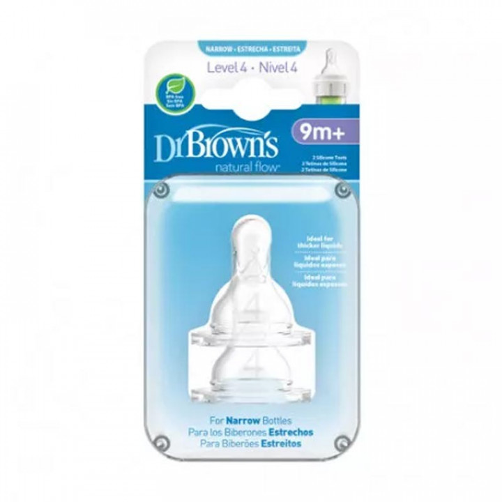 DR BROWN`S TETINA NIVEL 4 STANDARD TETINA DE SILICONA 2 UDS. 6 MESES+ BPA FREE, DR BROWN`S