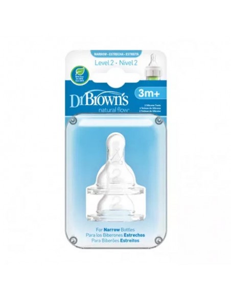 Dr Brown`s Tetina Nivel 2 Standard Tetina De Silicona 2 Uds. 6 Meses+ Bpa Free, Dr Brown`s