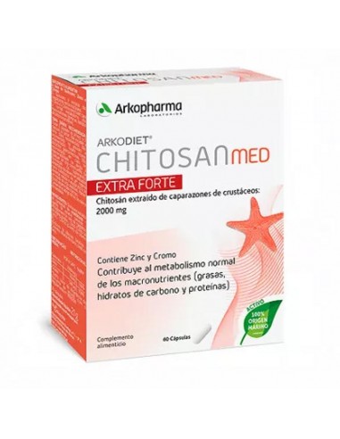 Arkodiet Chitosan Extra Forte 500mg Chitosan Por Cápsula, 60 Cápsulas, Reduce Absorción De Grasa