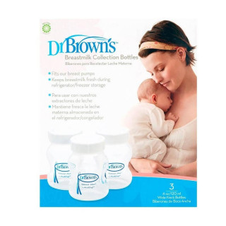 DR BROWN`S BOTELLAS ALMACENAMIENTO LECHE 3 BIBERONES BOCA ANCHA 120 ML DE HANDI-CRAFT BEBE INNOVA