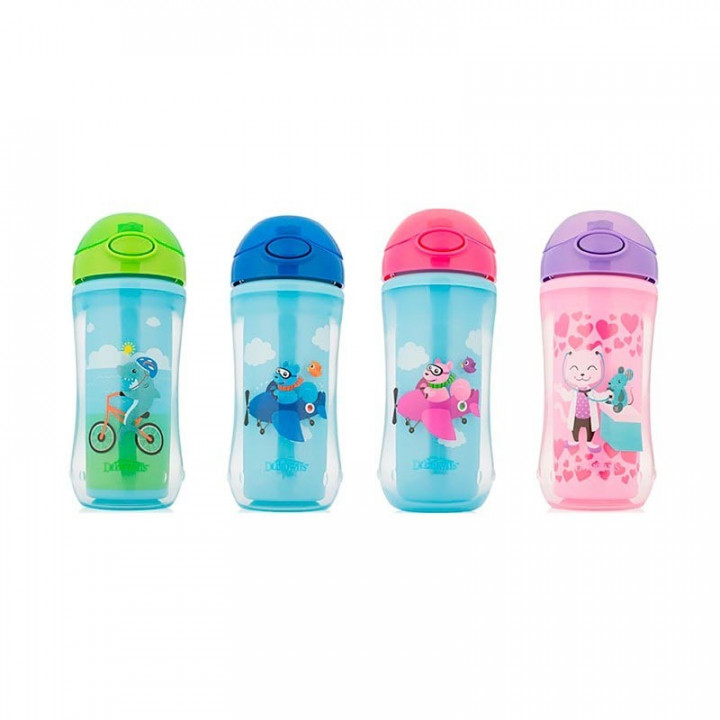 DR BROWN`S STRAW CUP  VASO CON PAJITA ROSA 180 ML NIÑOS MAYORES DE18 MESES, SIN DERRAMES, DR BROWN`S