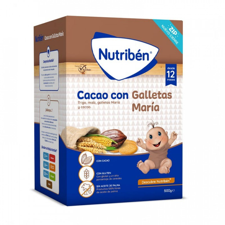 Nutribén Papilla Instantánea Cacao con Galletas María 500 gr.