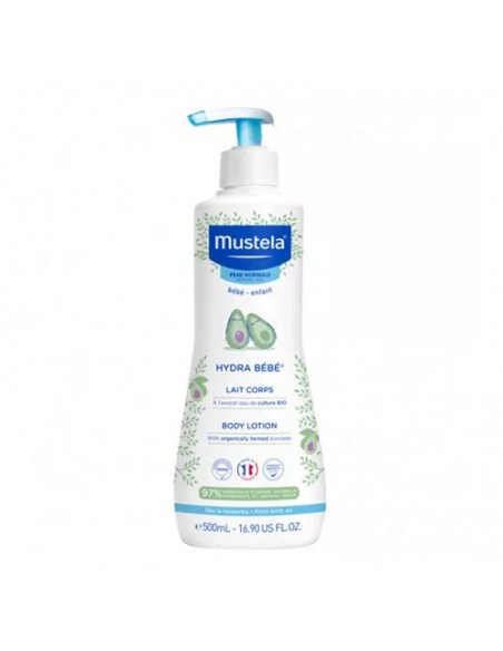 MUSTELA BEBE HYDRA BEBE CUERPO 500ML DOSI., LECHE CORPORAL HIDRATANTE Y SUAVIZANTE PARA PIEL NORMAL