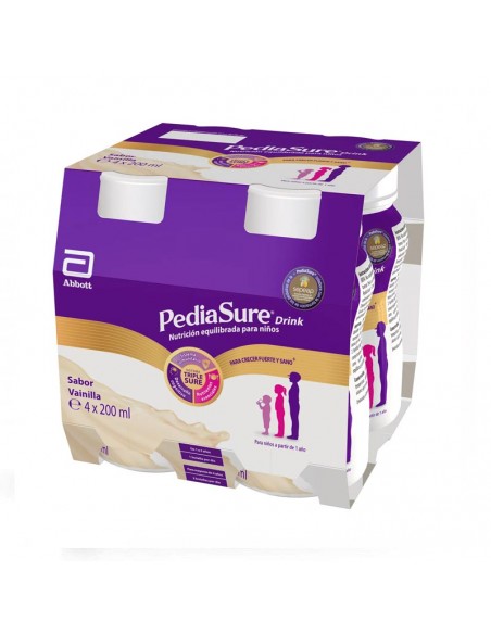 PEDIASURE DRINK 4 BOTELLAS 200 ML SABOR VAINILLA