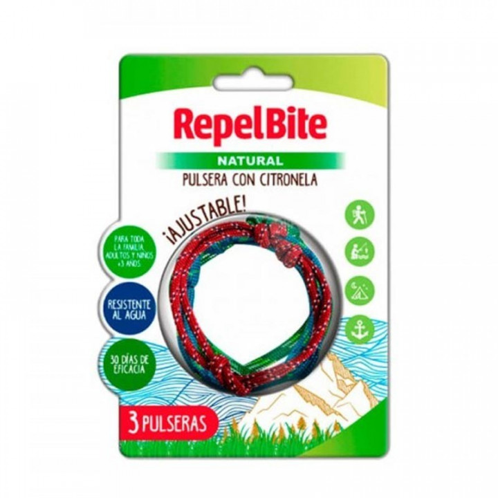 REPEL BITE NATURAL PULSERA DE CUERDA CON CITRONELA 3 UNIDADES