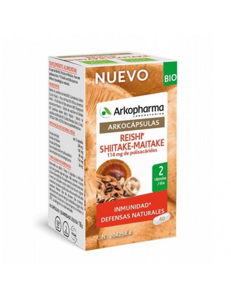 Arkocapsulas Reishi Shiitake Maitake Bio 40 Capsulas