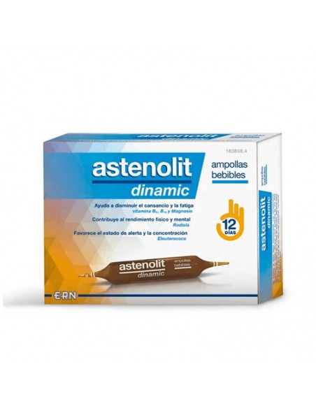 ASTENOLIT DINAMIC 12 AMPOLLAS BEBIBLES CON RODIOLA Y ELEUTEROCOCO AUMENTAN RENDIMIENTO MENTAL