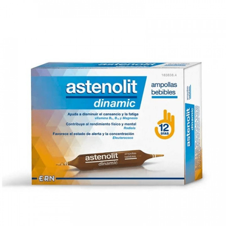 ASTENOLIT DINAMIC 12 AMPOLLAS BEBIBLES CON RODIOLA Y ELEUTEROCOCO AUMENTAN RENDIMIENTO MENTAL