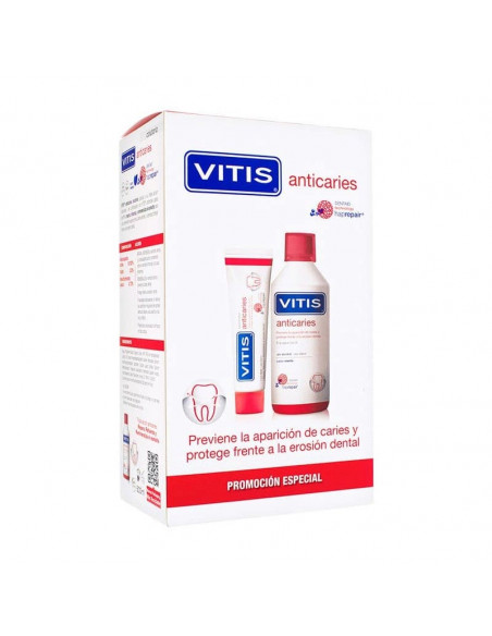 Vitis Anticaries Pack 1 Envase 100 Ml  Pasta + 1 Envase 500 Ml Colutorio