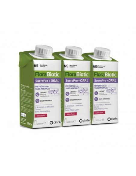 Ns Florabiotic Sueropro+ Oral 3 Envases 200 Ml Sabor Fresa