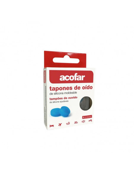 TAPONES OIDOS SILICONA MOLDEABLE ACOFAR 6 UNIDADES