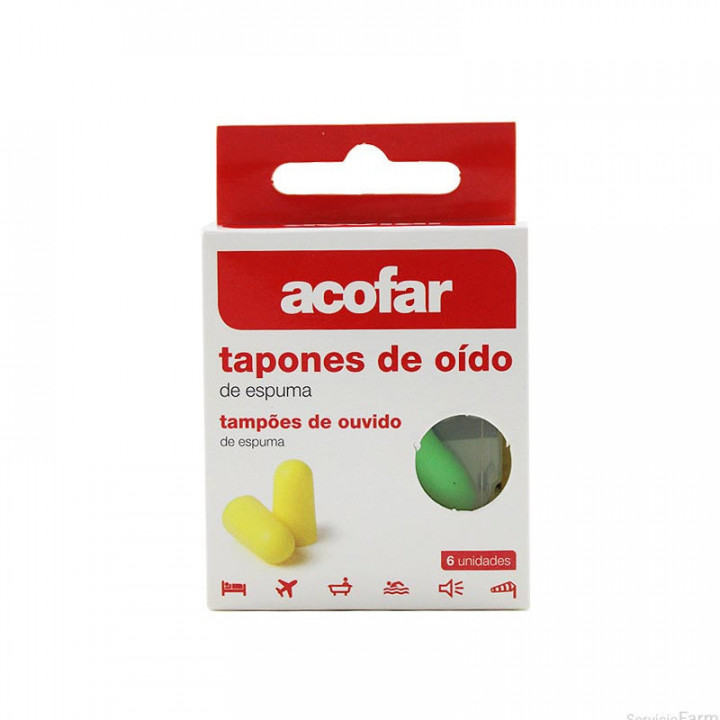 TAPONES OIDOS ESPUMA ACOFAR 6 UNIDADES