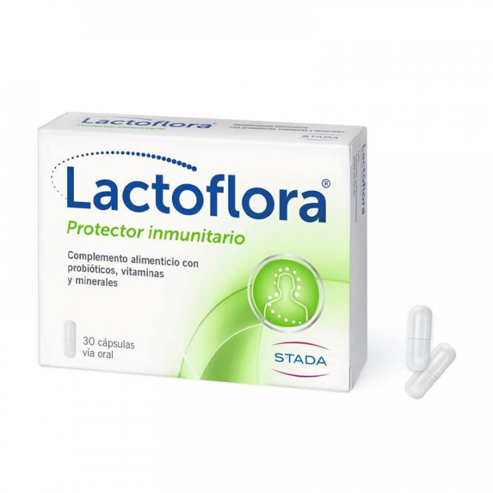 LACTOFLORA PROTECTOR INMUNITARIO 30 CAPSULAS CON PROBIOTICOS VITAMINAS Y MINERALES